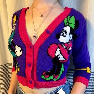 Disney Minnie Mouse Purple Cropped Cardigan Sz. XS